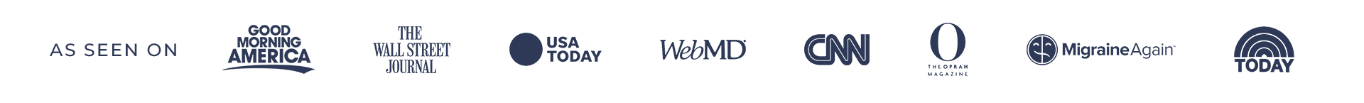 Good Morning America, The Wall Street Journal, USA Today, WebMD, The Oprah Magazine, TODAY, MigraineAgain, CNN et Business Worldwide 20 Most Innovative Companies to Watch for 2021.